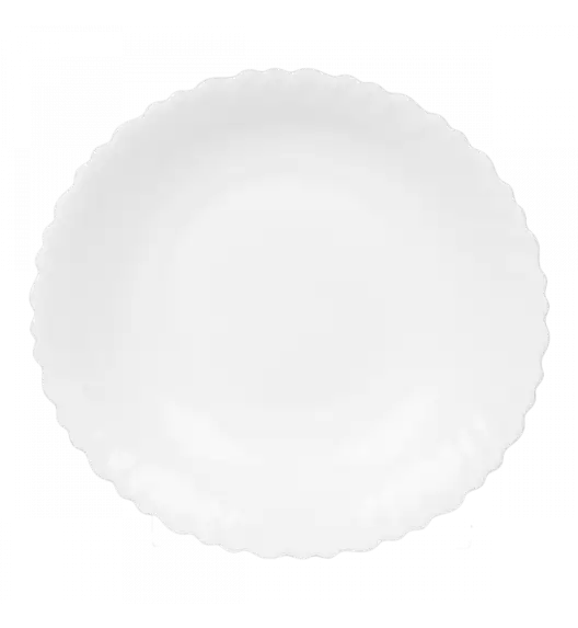 PRIMA DECO CARBO Talerz głęboki do zupy 22 cm / biały / karbowany rant / szkło hartowane