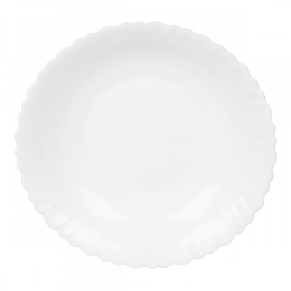 PRIMA DECO CARBO Talerz głęboki do zupy 22 cm / biały / karbowany rant / szkło hartowane