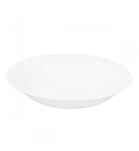 PRIMA DECO CARBO Talerz głęboki do zupy 22 cm / biały / karbowany rant / szkło hartowane