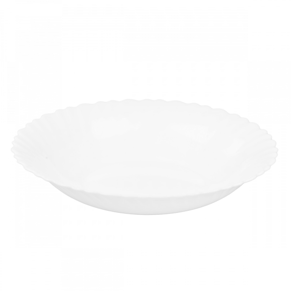 PRIMA DECO CARBO Talerz głęboki do zupy 22 cm / biały / karbowany rant / szkło hartowane