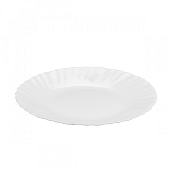 PRIMA DECO CARBO Komplet obiadowy 18 el dla 6 os / biały / karbowany rant / szkło hartowane