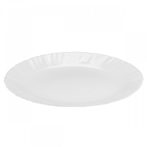 PRIMA DECO CARBO Komplet obiadowy 18 el dla 6 os / biały / karbowany rant / szkło hartowane