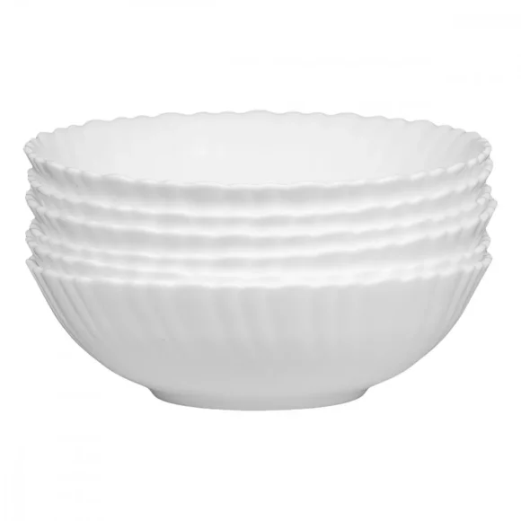 PRIMA DECO CARBO Komplet obiadowy 18 el dla 6 os / biały / karbowany rant / szkło hartowane