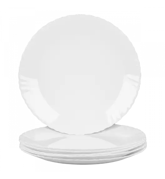 PRIMA DECO CARBO Komplet obiadowy 18 el dla 6 os / biały / karbowany rant / szkło hartowane