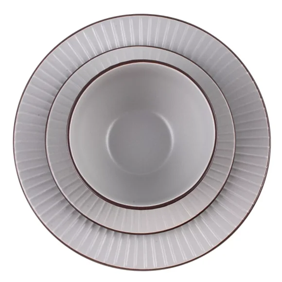 PRIMA DECO BRENTA Komplet obiadowy 18 el dla 6 os / kamionka / szary mat