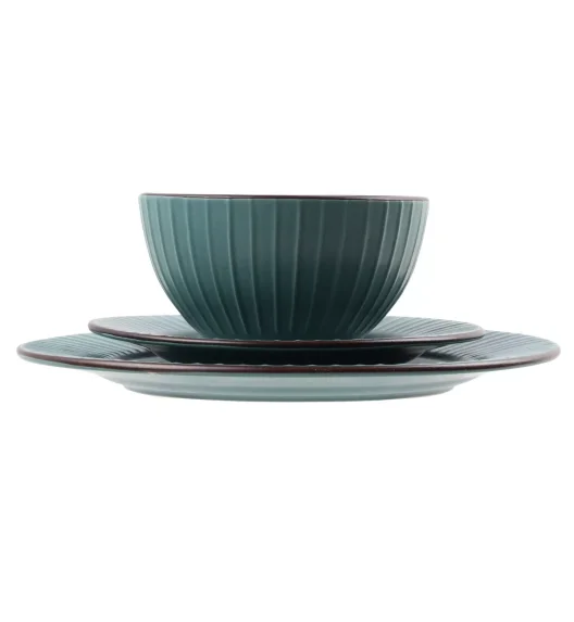 PRIMA DECO BRENTA Komplet obiadowy 18 el dla 6 os / kamionka / morski mat