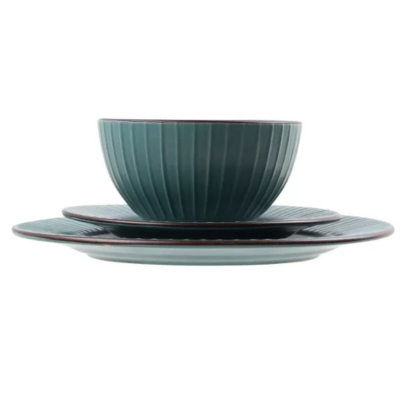 PRIMA DECO BRENTA Komplet obiadowy 18 el dla 6 os / kamionka / morski mat