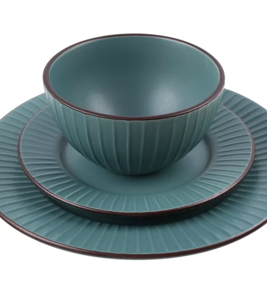 PRIMA DECO BRENTA Komplet obiadowy 18 el dla 6 os / kamionka / morski mat