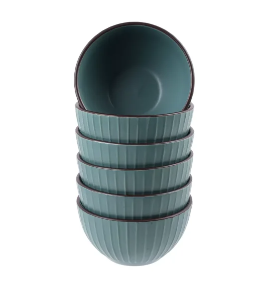 PRIMA DECO BRENTA Komplet obiadowy 18 el dla 6 os / kamionka / morski mat