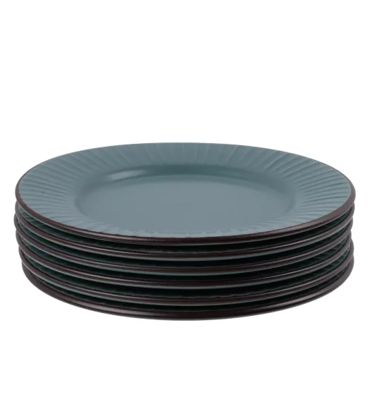 PRIMA DECO BRENTA Komplet obiadowy 18 el dla 6 os / kamionka / morski mat