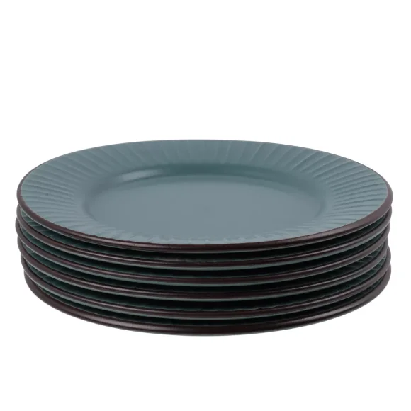 PRIMA DECO BRENTA Komplet obiadowy 18 el dla 6 os / kamionka / morski mat