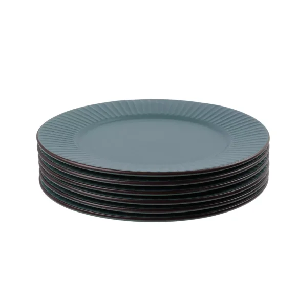 PRIMA DECO BRENTA Komplet obiadowy 18 el dla 6 os / kamionka / morski mat