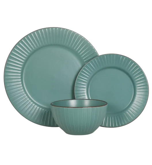 PRIMA DECO BRENTA Komplet obiadowy 18 el dla 6 os / kamionka / morski mat