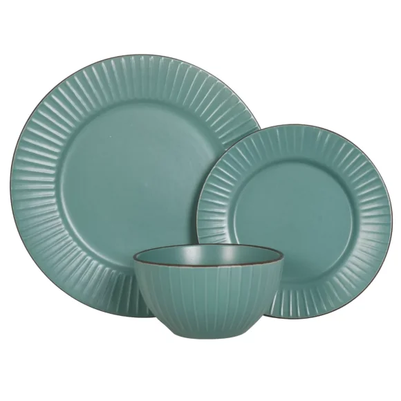 PRIMA DECO BRENTA Komplet obiadowy 18 el dla 6 os / kamionka / morski mat
