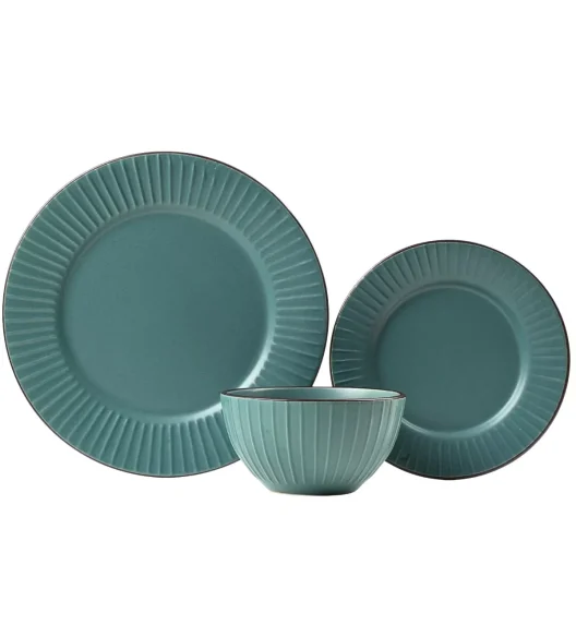 PRIMA DECO BRENTA Komplet obiadowy 18 el dla 6 os / kamionka / morski mat
