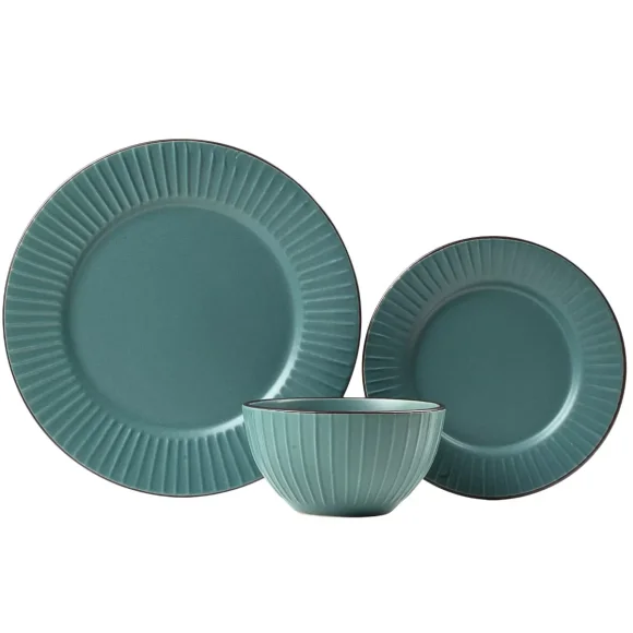 PRIMA DECO BRENTA Komplet obiadowy 18 el dla 6 os / kamionka / morski mat