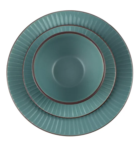 PRIMA DECO BRENTA Komplet obiadowy 18 el dla 6 os / kamionka / morski mat
