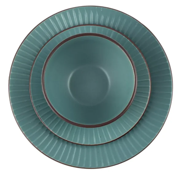 PRIMA DECO BRENTA Komplet obiadowy 18 el dla 6 os / kamionka / morski mat