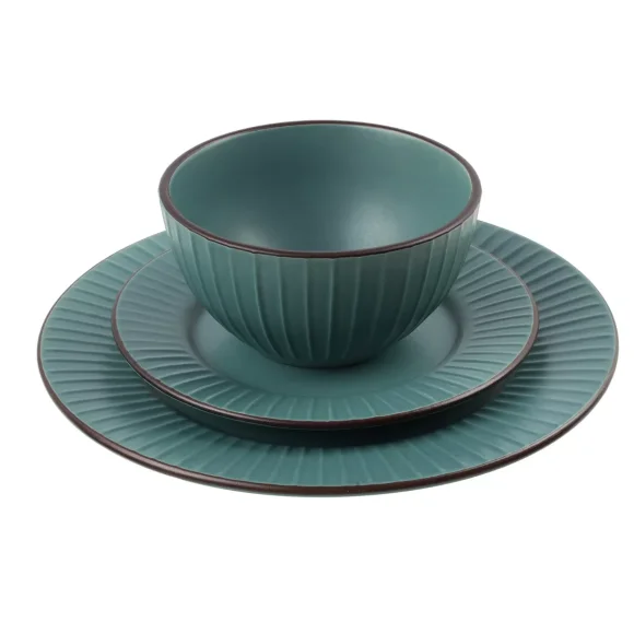 PRIMA DECO BRENTA Komplet obiadowy 36 el dla 12 os / kamionka / morski mat