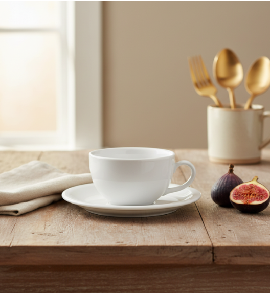 LUBIANA AMERYKA 0107 Filiżanka 350 ml ze spodkiem 16,5 cm / porcelana biała