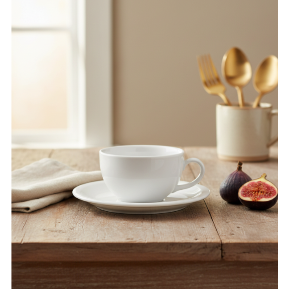 LUBIANA AMERYKA 0107 Filiżanka 350 ml ze spodkiem 16,5 cm / porcelana biała
