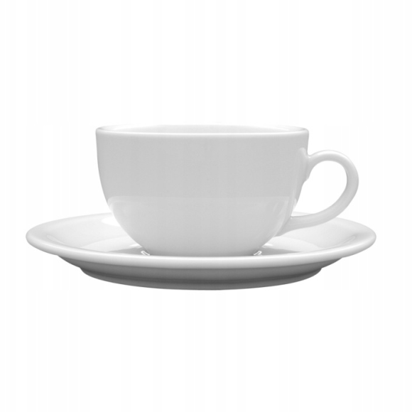 LUBIANA AMERYKA 0107 Filiżanka 350 ml ze spodkiem 16,5 cm / porcelana biała