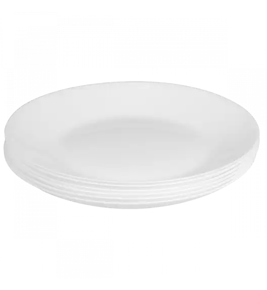 PRIMA DECO CLASSIC Komplet obiadowy OPALEX 18 el dla 6 os / z miseczką / biały / szkło hartowane