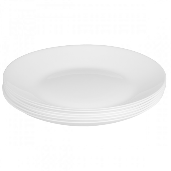 PRIMA DECO CLASSIC Komplet obiadowy OPALEX 18 el dla 6 os / z miseczką / biały / szkło hartowane