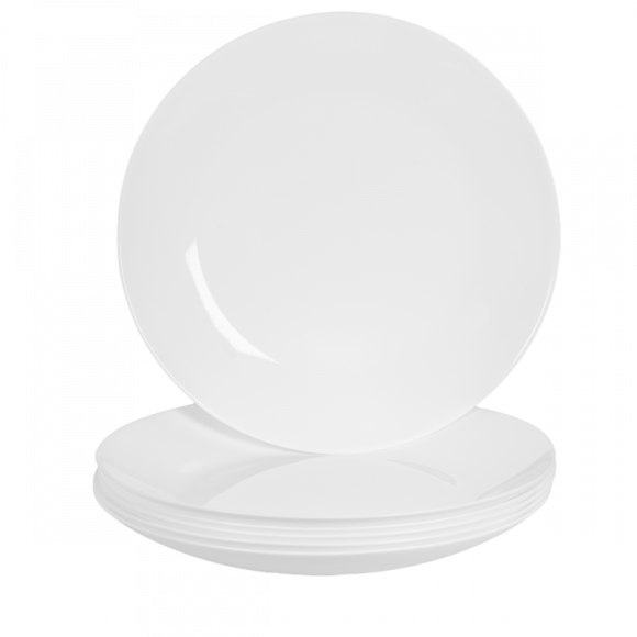 PRIMA DECO CLASSIC Komplet obiadowy OPALEX 18 el dla 6 os / z miseczką / biały / szkło hartowane