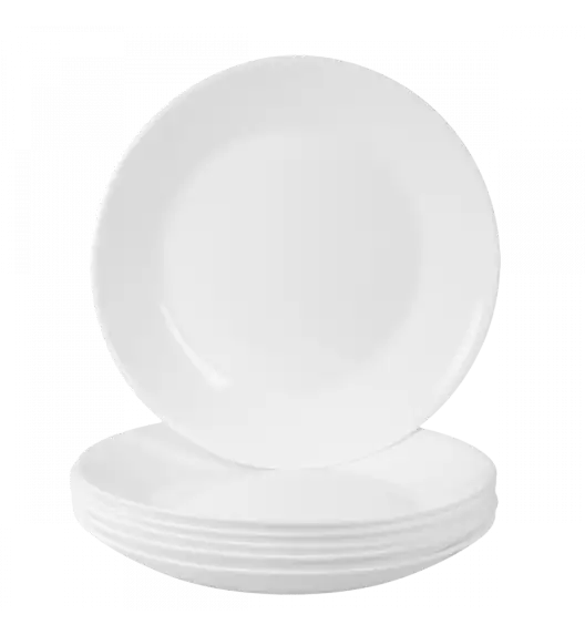 PRIMA DECO CLASSIC Komplet obiadowy OPALEX 18 el dla 6 os / z miseczką / biały / szkło hartowane