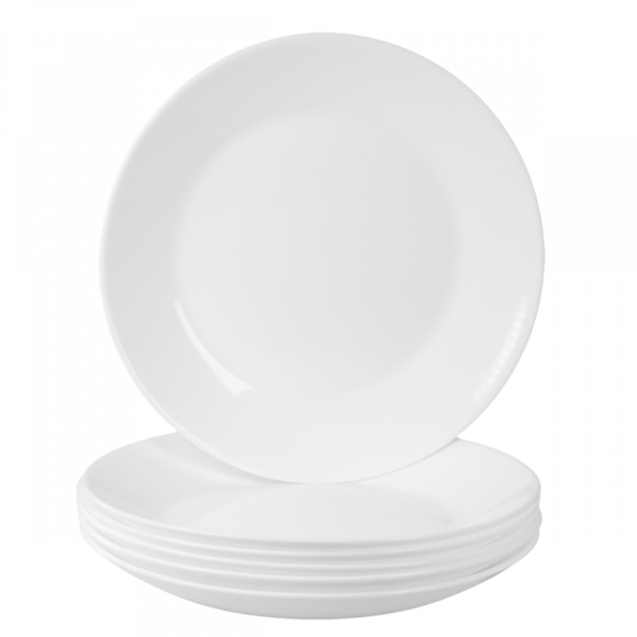 PRIMA DECO CLASSIC Komplet obiadowy OPALEX 18 el dla 6 os / z miseczką / biały / szkło hartowane