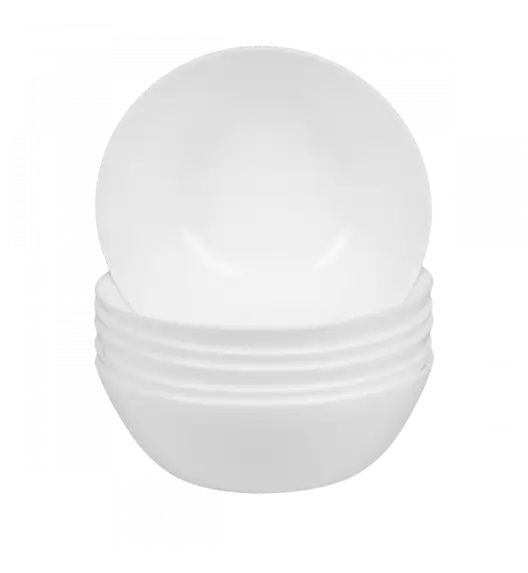 PRIMA DECO CLASSIC Komplet obiadowy OPALEX 18 el dla 6 os / z miseczką / biały / szkło hartowane