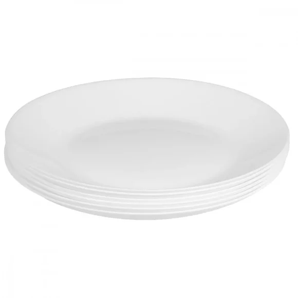 PRIMA DECO CLASSIC Komplet obiadowy OPALEX 18 el dla 6 os / z miseczką / biały / szkło hartowane