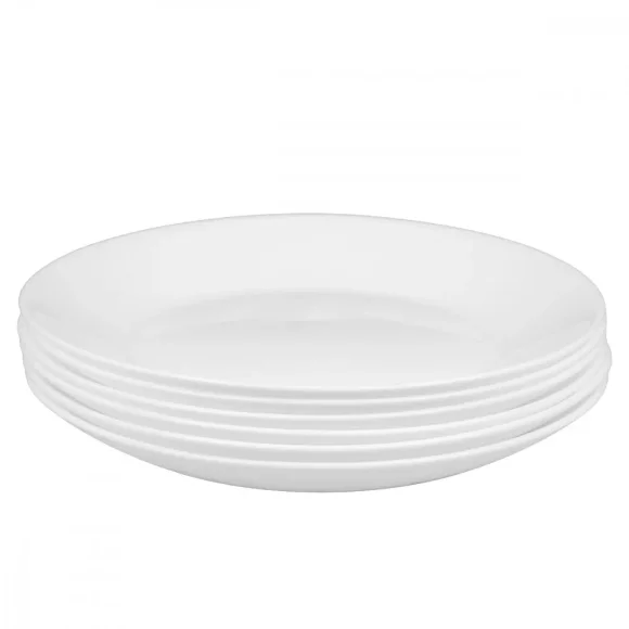 PRIMA DECO CLASSIC Komplet obiadowy OPALEX 18 el dla 6 os / z miseczką / biały / szkło hartowane