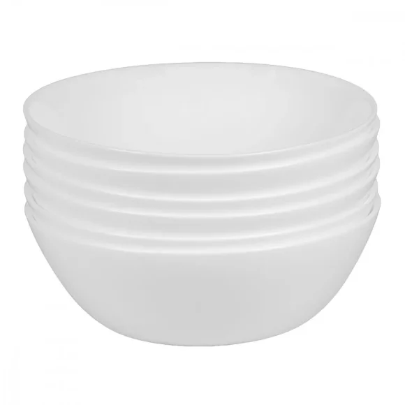 PRIMA DECO CLASSIC Komplet obiadowy OPALEX 18 el dla 6 os / z miseczką / biały / szkło hartowane