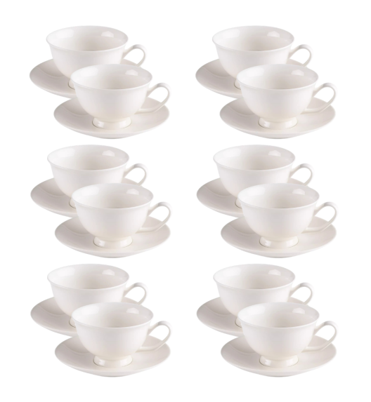 PRIMA DECO Komplet 12x Filiżanka 220 ml ze spodkiem / ecru
