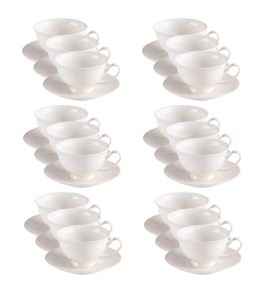PRIMA DECO Komplet 18x Filiżanka 220 ml ze spodkiem / ecru