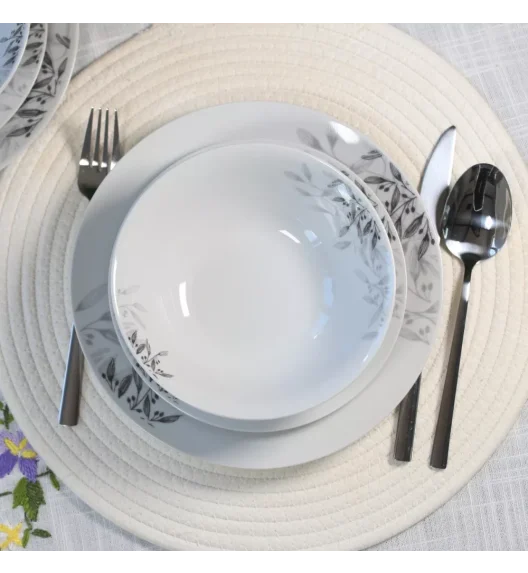PRIMA DECO Komplet obiadowy 36 el dla 12 os NATURA / okrągły / porcelana