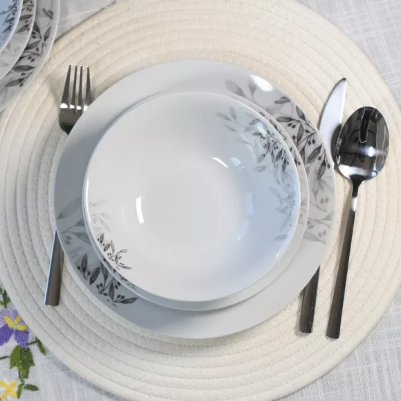 PRIMA DECO Komplet obiadowy 36 el dla 12 os NATURA / okrągły / porcelana