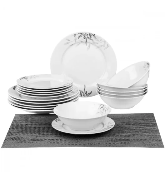 PRIMA DECO Komplet obiadowy 36 el dla 12 os NATURA / okrągły / porcelana