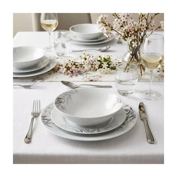 PRIMA DECO Komplet obiadowy 36 el dla 12 os NATURA / okrągły / porcelana