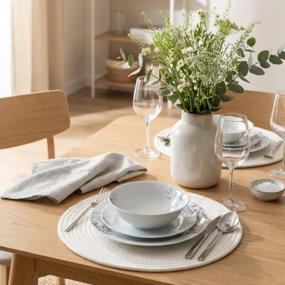 PRIMA DECO Komplet obiadowy 36 el dla 12 os NATURA / okrągły / porcelana