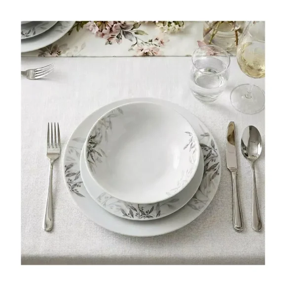 PRIMA DECO Komplet obiadowy 36 el dla 12 os NATURA / okrągły / porcelana