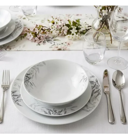 PRIMA DECO Komplet obiadowy 36 el dla 12 os NATURA / okrągły / porcelana