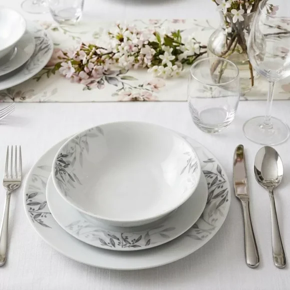 PRIMA DECO Komplet obiadowy 36 el dla 12 os NATURA / okrągły / porcelana