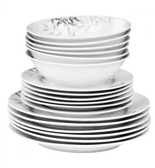 PRIMA DECO Komplet obiadowy 36 el dla 12 os NATURA / okrągły / porcelana