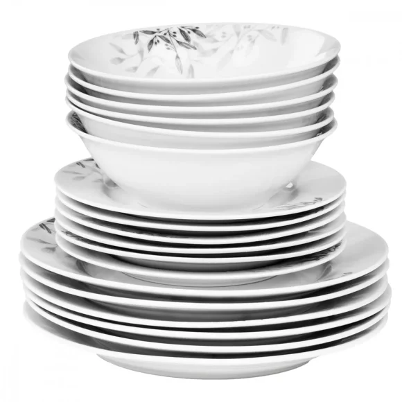 PRIMA DECO Komplet obiadowy 36 el dla 12 os NATURA / okrągły / porcelana