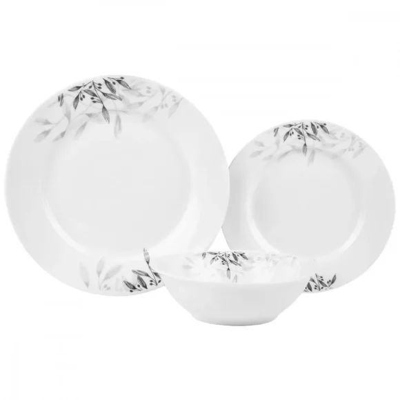 PRIMA DECO Komplet obiadowy 36 el dla 12 os NATURA / okrągły / porcelana
