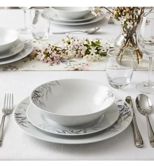 PRIMA DECO Komplet obiadowy 36 el dla 12 os NATURA / okrągły / porcelana