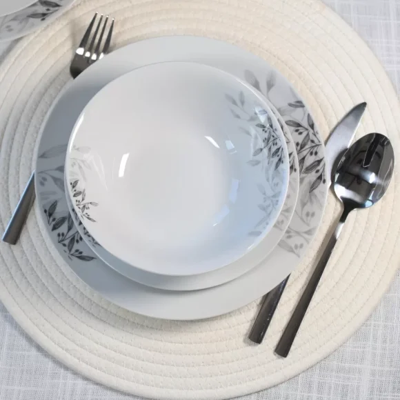 PRIMA DECO Komplet obiadowy 36 el dla 12 os NATURA / okrągły / porcelana